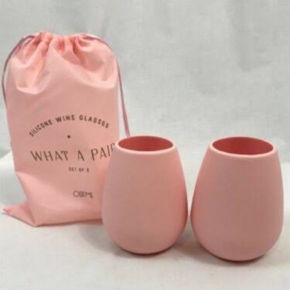 Odeme Set of 2 Pink Silicone Wine‎ Glasses